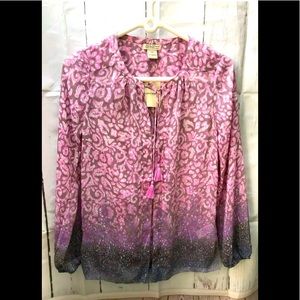 Lucky Brand pink long sleeve Blouse size XS